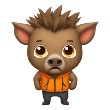 ANGRY wild boar with orange jacket sticker