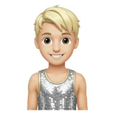 Aaron Carter with blonde hair, silver sequin crop top, silver sequin baggy pants sticker