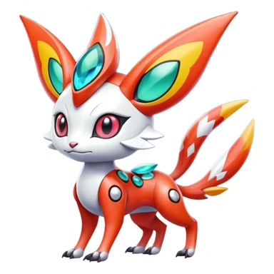 Fruity Smooth Glossy Exotic Colorful Futuristic Cyber-Vernid-Trico-Meloetta-Latias-Koraidon-Peppercat-Protogen-Pokémon-Digimon-Fakémon-fusion-hybrid-creature sticker