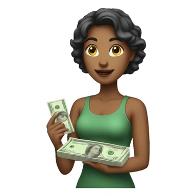 woman holding 10000 bucks sticker