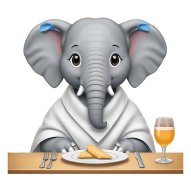 elephant at a restaurant table sticker