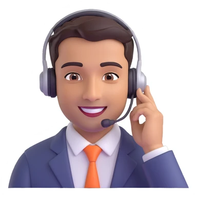 Indian male call center agent, headset, cheerful and reassuring, professional look, support role sticker