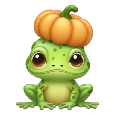 chibi frog dressed like pumpkin in pastel colors sticker