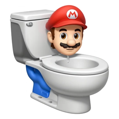 Mario's neck and head only sticking out of the middle of the bowl of a white toilet sticker