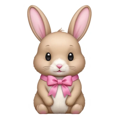a beige rabbit with a pink ribbon on its neck sticker