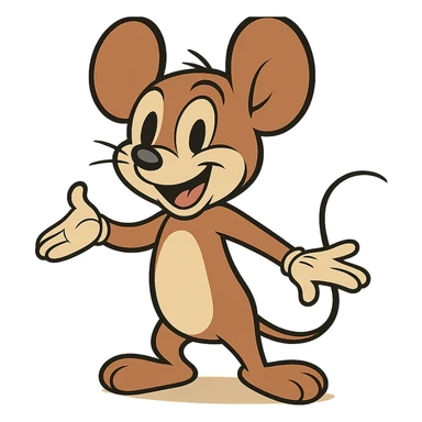 cheerful cartoon mouse with big round ears, classic Disney style sticker