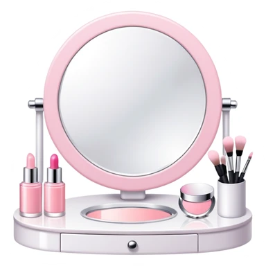 White Makeup vanity with light pink makeup sticker