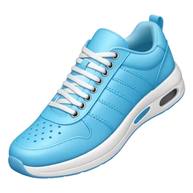 A 3D cartoon Sky Blue sneaker with soft texture, lace-up detail, and smooth reflections, isolated on plain background, Memoji-style. sticker
