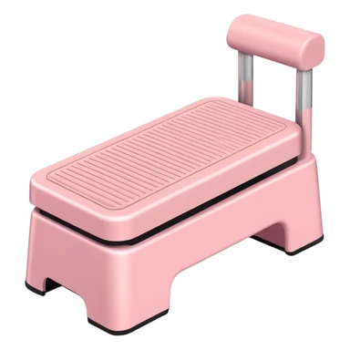Pastel pink stepper platform with soft shadows, clean setup sticker
