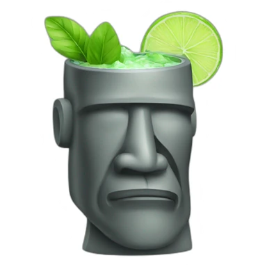 moai statue drinking mojito sticker