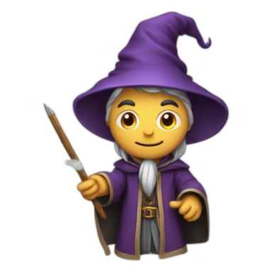 wizard writing with a quill holding a wand sticker