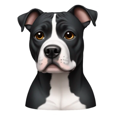 Staffordshire terrier with black skin and a white pack on chest  sticker