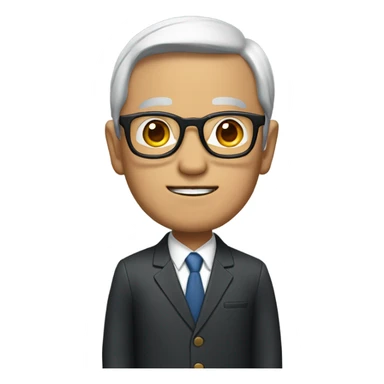 asia oldman with suit no eyeglasses sticker