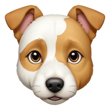 a full body facing front on of a buff white parson russell terrier looking dog the size of a kelpie with light brown long ears resting on its face and a light brown patch above one eye and a large snout. the rest of the dog is completely white.  sticker