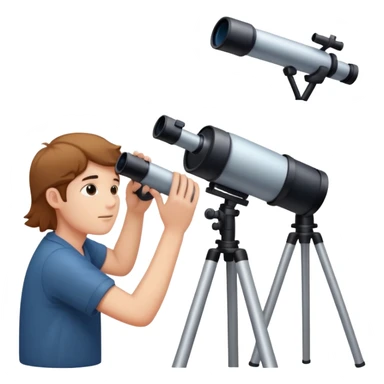 person stargazing with a telescope sticker