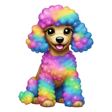 Lisa frank glitter poodle with clouds   sticker