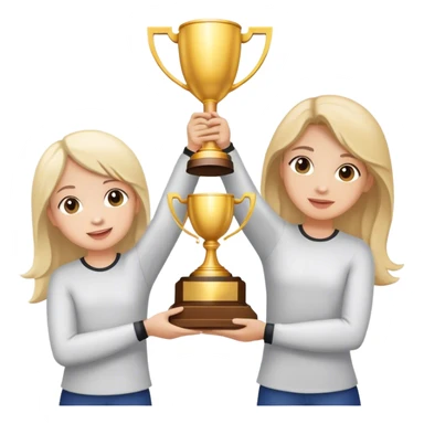 Una niña y dos niños alzando un trofeo sticker