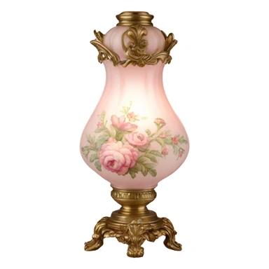 highly detailed vintage rococo light pink dainty floral lamp sticker
