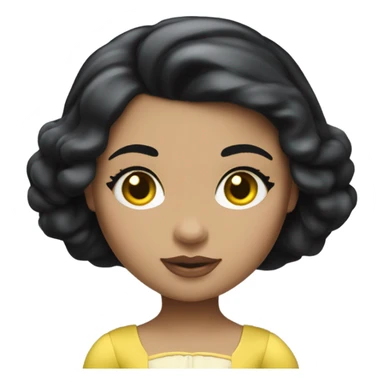 princess Snow White, black color. Doll eyes and medium yellow skin sticker