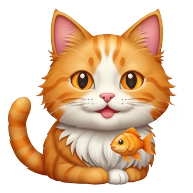 cat with fishy treat sticker