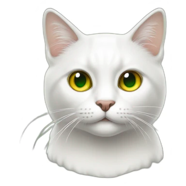 Gato blanco con un ojo verte y el otro amarillo sticker