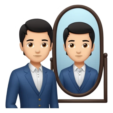 Narcissist fully dressed man looking in a mirror and admiring his reflection  sticker