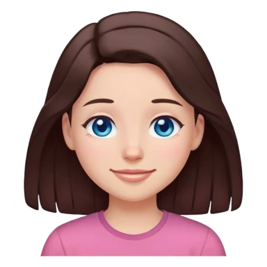 Girl with blue eyes closed smile with pink shirt and dark brown hair  sticker