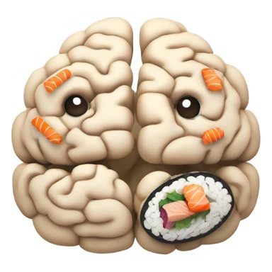 Brain thinking of sushi sticker