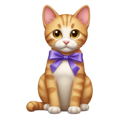 Cat wearing ribbon sticker
