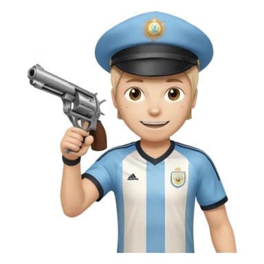 haz un turro con una biszera para atras y con un arma remera argentina pero arma de fuego que tenga un revolver solo que tenga una bicera para atras sticker