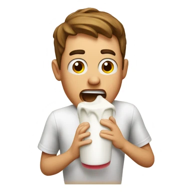 Surprised guy with a hole in his shirt that’s dripping red milk sticker