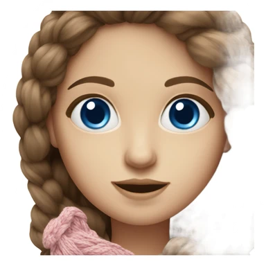 beautiful finnish brown hair woman with blue eyes knitting floral  sticker