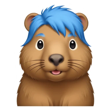 Capybara with blue hair sticker