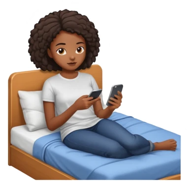black girl texting on bed sticker