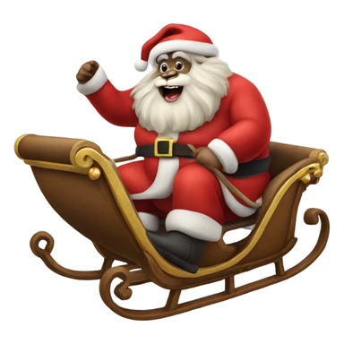 Fat monkey santa claus riding his sleigh sticker