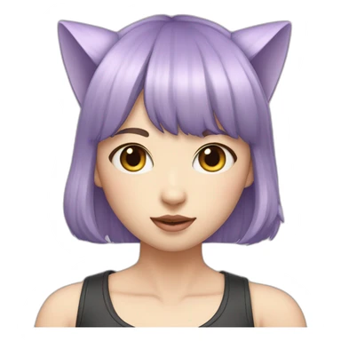 light-purple-blunt-bangs-mullet-hair-cat-ear-japanese-girl sticker