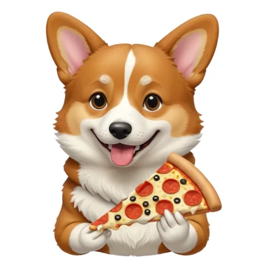 black tri-color corgi eating pizza sticker