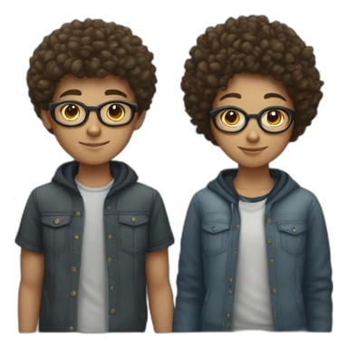 a couple of teenagers with glasses, the girl has curly hair and the boy has short hair sticker