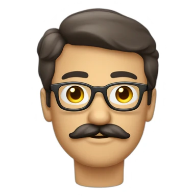 Hombre moreno con lentes redondos y mostacho delgado sticker