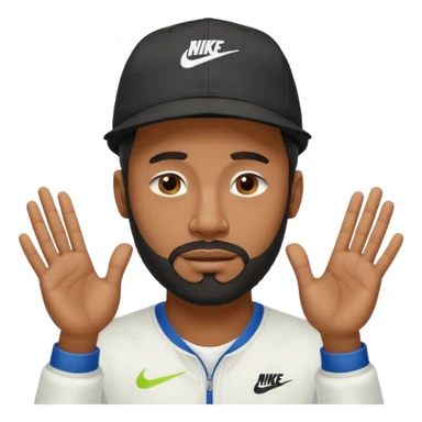 BLACK MAN WITH LOW CUT BEARD AND A NIKE HAT SAYING WHO CARES?! MOTIONING HANDS  sticker