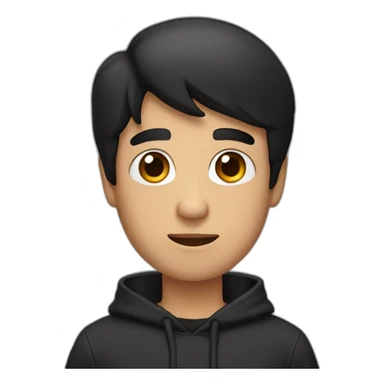 A man wearing a black hoodie, short black hair, and brown eyes, holding an iPhone in his hand sticker