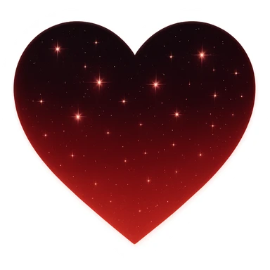 Modify the heart with a night sky gradient to red night theme with a red gradient, more stars, and a soft glow. Remove the background entirely  sticker