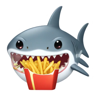 shark eating french fries sticker