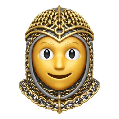 3D render of Medieval Coif, made of interlocking chainmail metal rings, wire mesh texture, visible holes and negative space, metallic silver and grey, high contrast shadows, Apple emoji style, isolated on white background --v 6.0 sticker