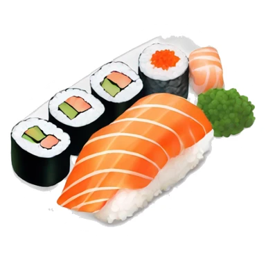 Sushi platter, nigiri with ginger and wasabi sticker