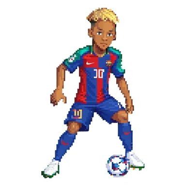 Neymar Jr, Brazilian soccer player with distinctive hairstyle, wearing soccer jersey, in action pose sticker