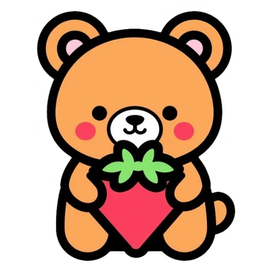 bear with strawberry sticker
