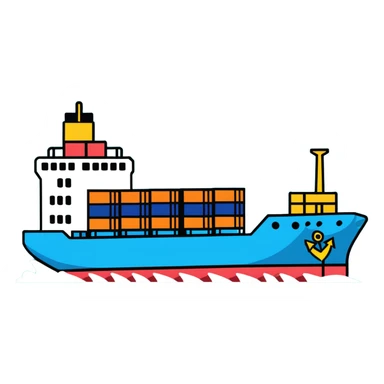 Cargo container ship in ocean sticker