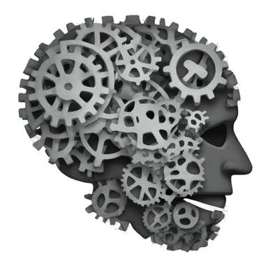 A brain made out of gears no skull or face with flames licking out from between the gears sticker