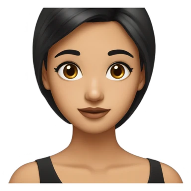 South Asian girl who wears black dress and has a black hair, with a tiny black mole on her right cheek, closer to nose, has black eyes and straight hair sticker
